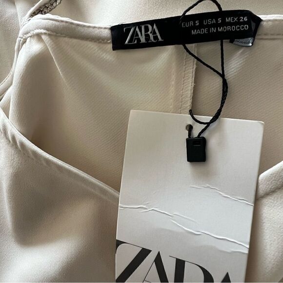 ZARA Oyster White Sparkly Strip Long Slip Dress Size S. - Picture 9 of 11
